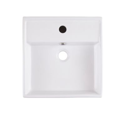 Vasque à poser carrée céramique blanche l.38 x P.38 cm, GoodHome Hendra