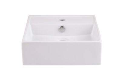 Vasque à poser carrée céramique blanche l.38 x P.38 cm, GoodHome Hendra