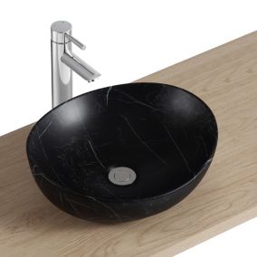 Vasque à poser carrée céramique imitation marbre noir Bloom