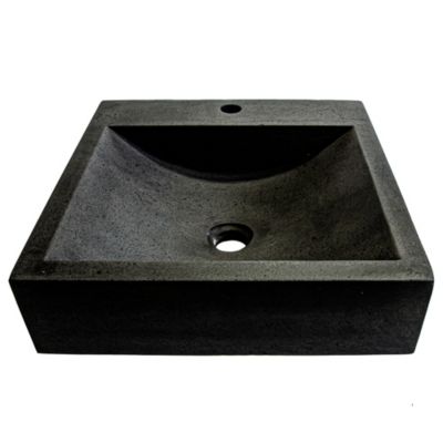 Vasque à poser carrée en basalte noir, L.45 x H.10 x P.45 cm, Casa Linea Alba