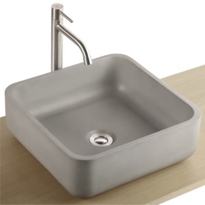 Vasque à poser carrée en béton allégé gris clair l.38 x H.13,5 x P.38 cm, Homesight Kult