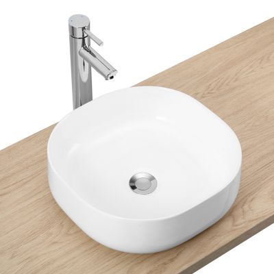 Vasque à poser carrée en céramique blanche l.37 x P.37 cm, Homesight Loomy