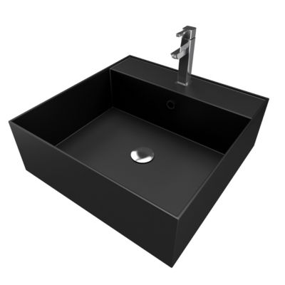 Vasque à poser carrée en céramique noire, l.40 x L.40 x H.14 cm, Galedo Fjord