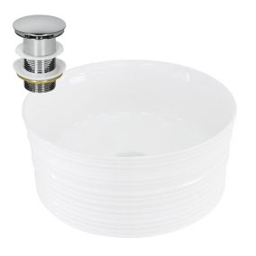 Vasque a poser en céramique blanc lavabo avec garniture de vidage 410x180 mm