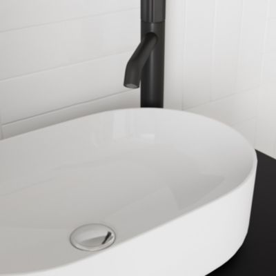 Vasque à poser en céramique blanc brillant l.48 x H.12,5 x P.30 cm, GoodHome Levanna