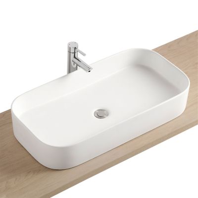 Vasque à poser en céramique blanc mat l.75 x H.13 x P.39 cm, Homesight Josy