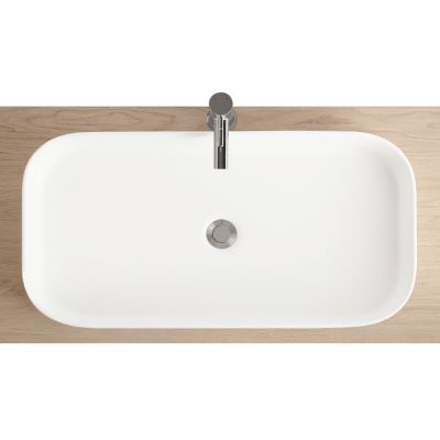 Vasque à poser en céramique blanc mat l.75 x H.13 x P.39 cm, Homesight Josy