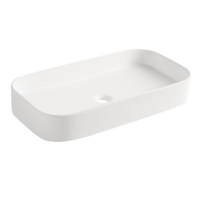 Vasque à poser en céramique blanc mat l.75 x H.13 x P.39 cm, Homesight Josy