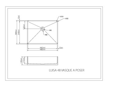 Vasque à poser en inox l.37 x H.13 x P.48 cm, Essebagno Luisa