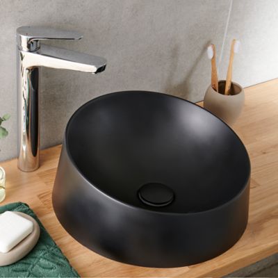 Vasque à poser en résine noire Ø38 x H.15 cm, GoodHome Allos