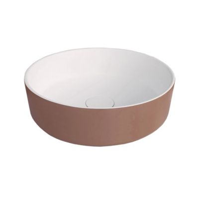 Vasque à poser en résine terracotta, Ø38 x H.12 cm, Decotec Havana
