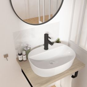 Vasque à poser ovale blanche en céramique, Homesight Faro