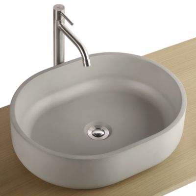 Vasque à poser ovale en béton allégé gris clair l.48 x P.38 cm, Homesight Kult