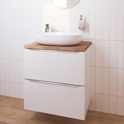 Vasque à poser ovale en céramique blanc brillant l.50 x P.35 cm, GoodHome Cavally