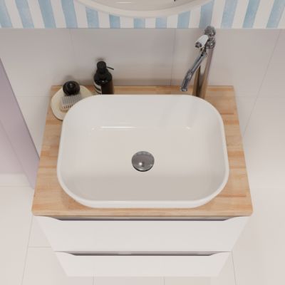 Vasque à poser ovale en céramique blanc l.45 x H.11,5 x P.35 cm, GoodHome Endell