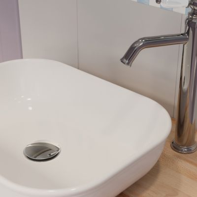Vasque à poser ovale en céramique blanc l.45 x H.11,5 x P.35 cm, GoodHome Endell