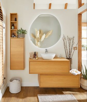 Vasque à poser ovale en céramique blanche l.40,5 x H.15 x P.33,7 cm, GoodHome Nessa