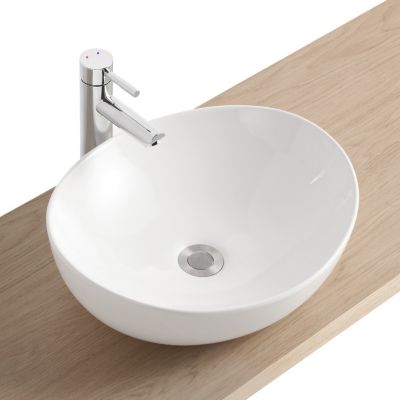 Vasque à poser ovale en céramique blanche, l.42 x H.14 cm, Homesight Bloom