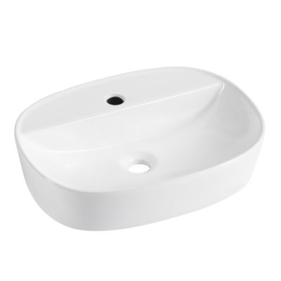 Vasque à poser ovale en céramique blanche l.50 x P.38 cm, Homesight Faro