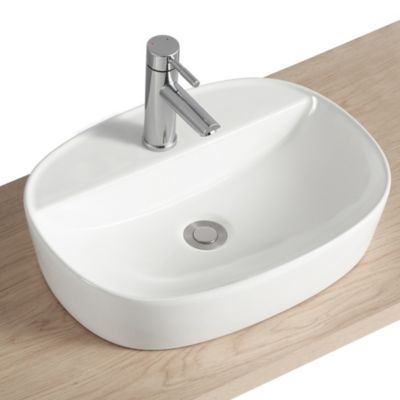 Vasque à poser ovale en céramique blanche l.50 x P.38 cm, Homesight Faro