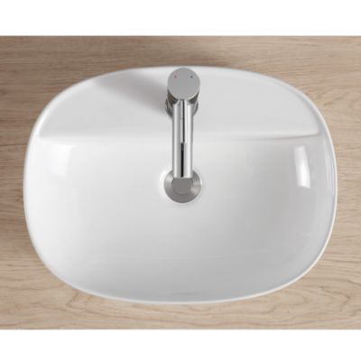 Vasque à poser ovale en céramique blanche l.50 x P.38 cm, Homesight Faro