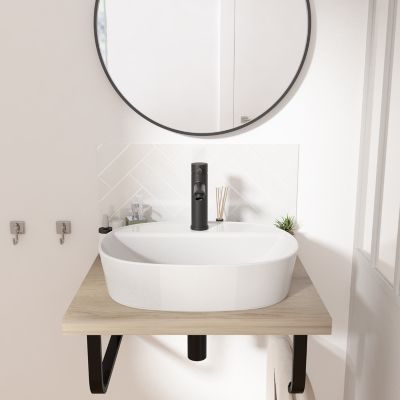 Vasque à poser ovale en céramique blanche l.50 x P.38 cm, Homesight Faro