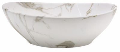 Vasque à poser ovale en céramique effet marbre blanc H.14 cm, Ondee