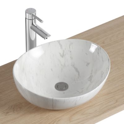 Vasque à poser ovale en céramique effet marbre blanc l.42 x P.37 cm, Homesight Bloom