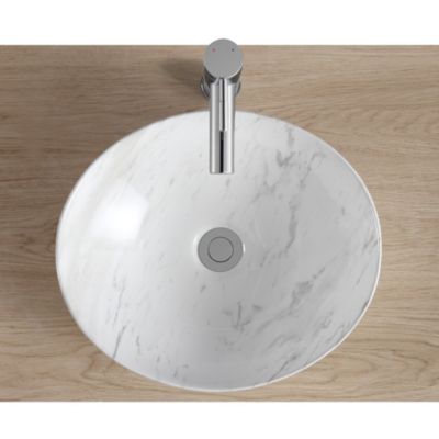 Vasque à poser ovale en céramique effet marbre blanc l.42 x P.37 cm, Homesight Bloom
