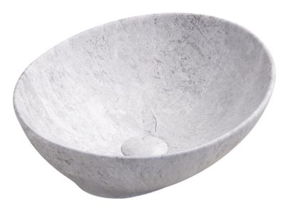 Vasque à poser ovale en céramique effet marbre gris H.14 cm, Ondee