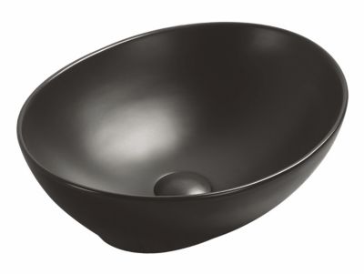 Vasque à poser ovale en céramique noir mat H.14 cm, Ondee