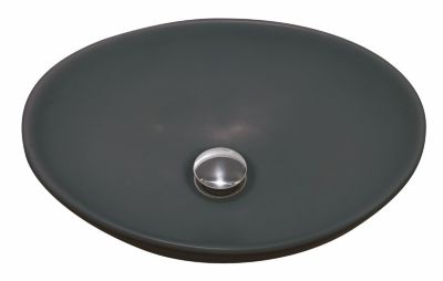 Vasque à poser ovale en céramique noir mat H.14 cm, Ondee