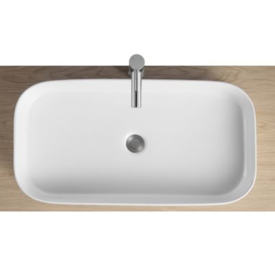 Vasque à poser rectangulaire en céramique blanc brillant l.75 x H.13 x P.39 cm, Homesight Josy