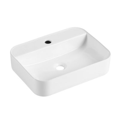 Vasque à poser rectangulaire en céramique blanche l.48 x H.12 x P.37 cm, Homesight Kalvin