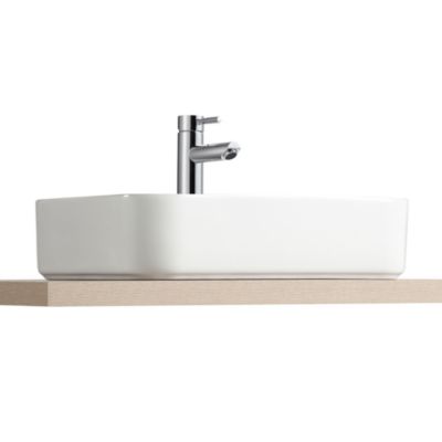 Vasque à poser rectangulaire en céramique blanche l.48 x H.12 x P.37 cm, Homesight Kalvin