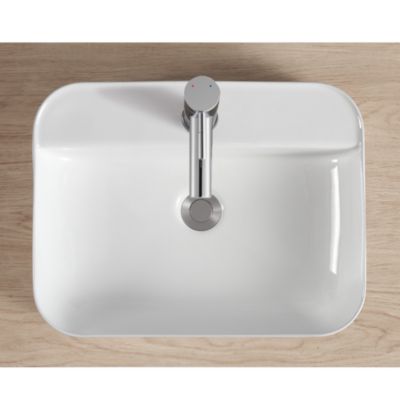 Vasque à poser rectangulaire en céramique blanche l.48 x H.12 x P.37 cm, Homesight Kalvin