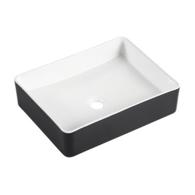 Vasque à poser rectangulaire en céramique noir et blanc l.47 x H.12 x P.36 cm, Homesight Albi