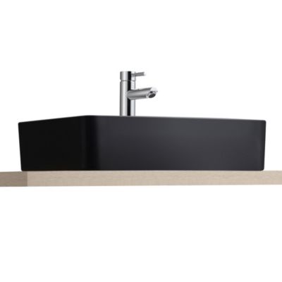 Vasque à poser rectangulaire en céramique noir et blanc l.47 x H.12 x P.36 cm, Homesight Albi
