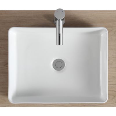 Vasque à poser rectangulaire en céramique noir et blanc l.47 x H.12 x P.36 cm, Homesight Albi