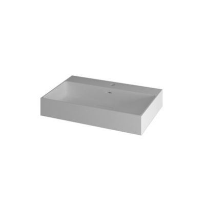 Vasque à poser rectangulaire en résine blanc mat L.91 x H.12 cm Monolite