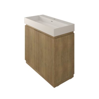 Vasque à poser rectangulaire en résine blanc mat L.91 x H.12 cm Monolite