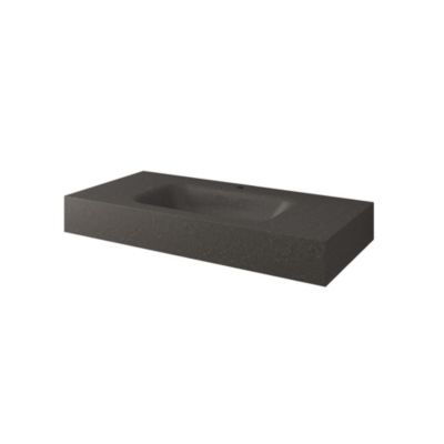 Vasque à poser rectangulaire en résine gris foncé L.91 x H.12 cm Monolite