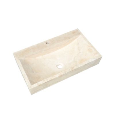 Vasque à poser rectangulaire en travertin ivoire l.70 x H.12 x P.40 cm, Casa linea Edith