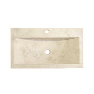 Vasque à poser rectangulaire en travertin ivoire l.70 x H.12 x P.40 cm, Casa linea Edith