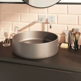 Vasque à poser ronde céramique gris mat GoodHome Samal