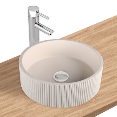 Vasque à poser ronde en béton beige Ø37 x H.12 cm, Homesight Balte