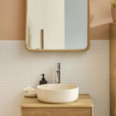Vasque à poser ronde en céramique beige Ø36 x H.12 cm, Homesight Romeo