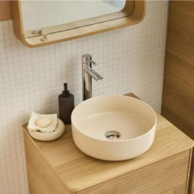 Vasque à poser ronde en céramique beige Ø36 x H.12 cm, Homesight Romeo