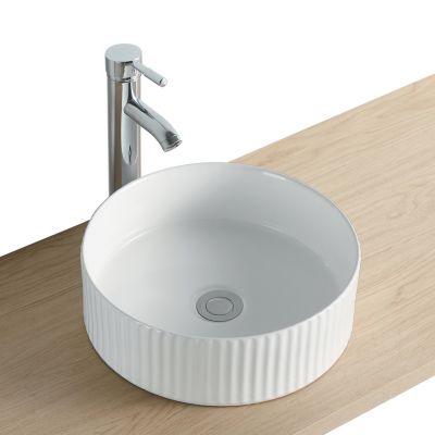 Vasque à poser ronde en céramique blanc Ø35,5 x H.12 cm, Linea