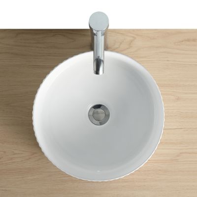 Vasque à poser ronde en céramique blanc Ø35,5 x H.12 cm, Linea